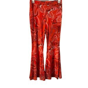 Princess Polly Flare Orange Pants Size 12 High Rise Geometric